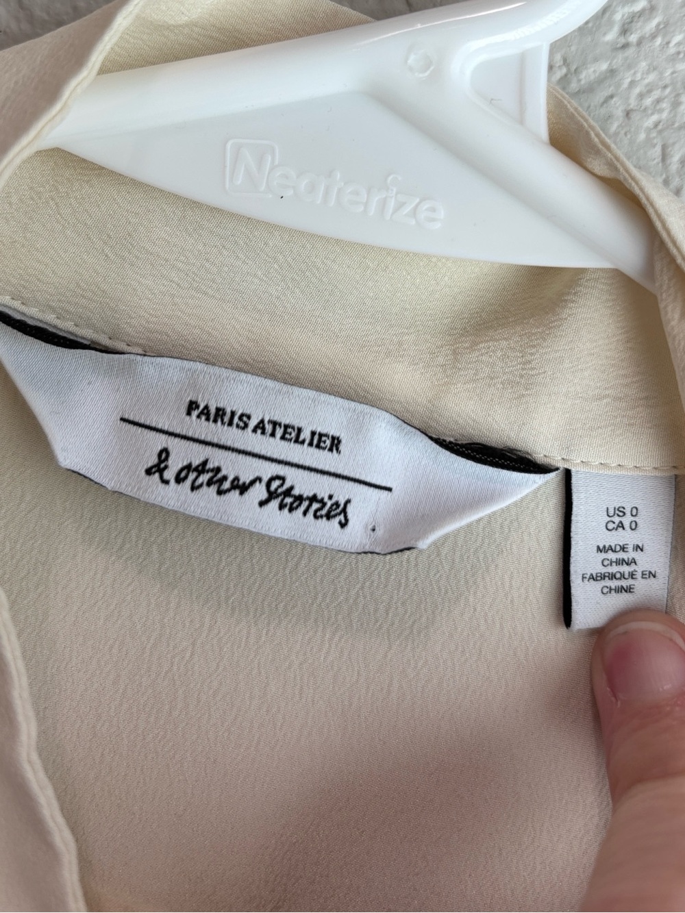 & Other Stories Paris Atelier Silk Cream Tie Neck Bow Blouse Shirt Size 0 XS - Picture 3 of 7